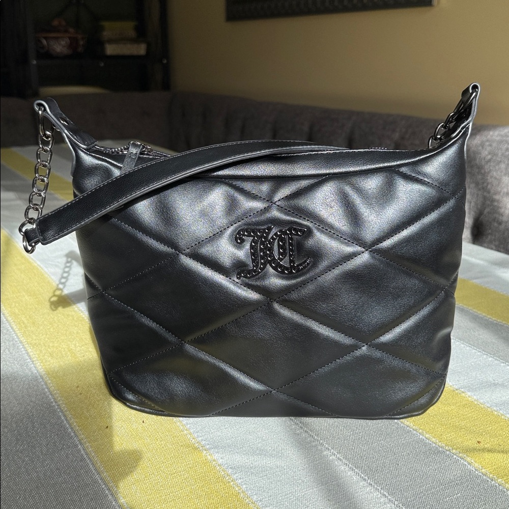 Y2K Juicy Couture Retro Chic Vintage Small Minimalist Hobo Bag Black Liquorice